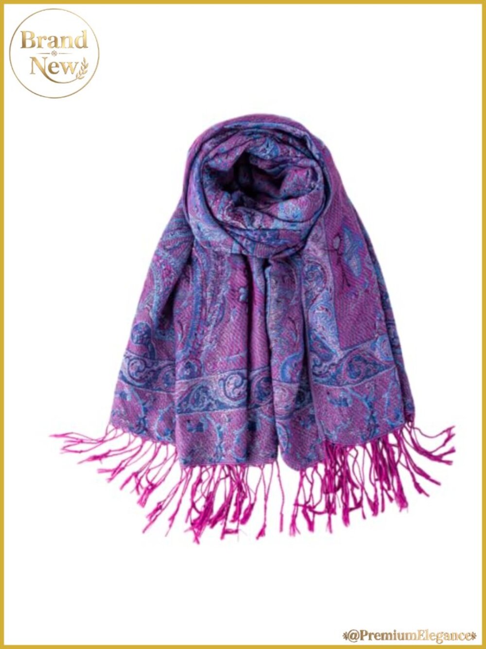 Pashmina Feel Rave Scarf Two-Tone Reversible Wrap Fringe